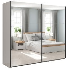 Garderobna omara z drsnimi zrcalnimi vrati Tetrix 220 cm - kašmir