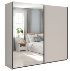 Garderobna omara z drsnimi vrati in ogledalom Tetrix 220 cm - kašmir