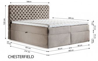 Meble Gruška - Boxspring postelja Chesterfield - 140x200 cm