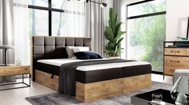 Meble Gruška - Boxspring postelja Wood 1 - 180x200 cm - hrast lancelot