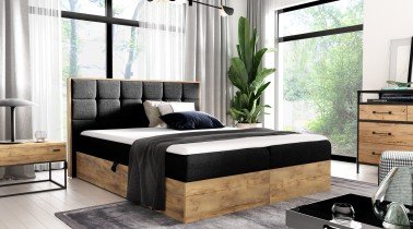 Meble Gruška - Boxspring postelja Wood 1 - 180x200 cm - hrast lancelot