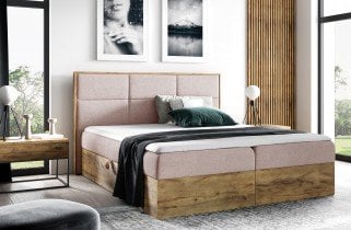 Meble Gruška - Boxspring postelja Wood 2 - 120x200 cm - hrast lancelot