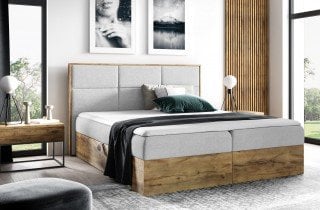 Meble Gruška - Boxspring postelja Wood 2 - 120x200 cm - hrast lancelot
