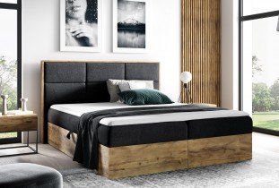 Meble Gruška - Boxspring postelja Wood 2 - 120x200 cm - hrast lancelot