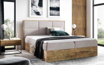 Meble Gruška - Boxspring postelja Wood 2 - 120x200 cm - hrast lancelot