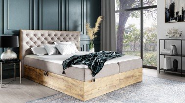Meble Gruška - Boxspring postelja Wood3 - 160x200 cm