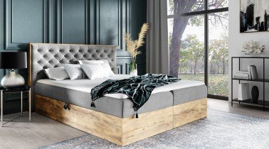 Meble Gruška - Boxspring postelja Wood 3 - 180x200 cm - hrast lancelot
