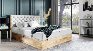 Meble Gruška - Boxspring postelja Wood 3 - 180x200 cm - hrast lancelot