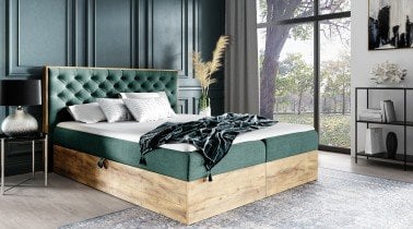 Meble Gruška - Boxspring postelja Wood 3 - 180x200 cm - hrast lancelot