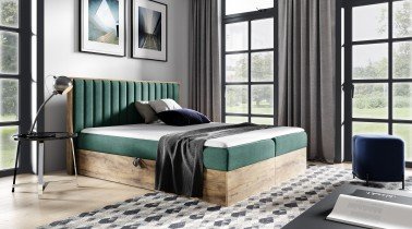 Meble Gruška - Boxspring postelja Wood 4 - 180x200 cm - hrast lancelot