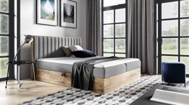 Meble Gruška - Boxspring postelja Wood 4 - 180x200 cm - hrast lancelot