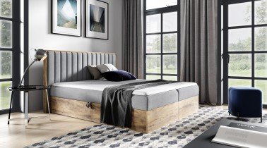 Meble Gruška - Boxspring postelja Wood 4 - 180x200 cm - hrast lancelot