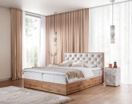 Boxspring postelja Wood 10 - 140x200 cm