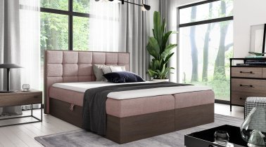Meble Gruška - Boxspring postelja Wood 1 - 120x200 cm - temni hrast