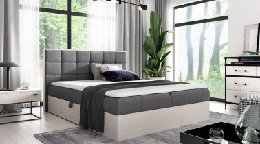 Meble Gruška - Boxspring postelja Wood 1 - 200x200 cm - nordijski tik