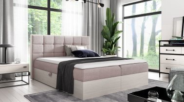 Meble Gruška - Boxspring postelja Wood 1 - 200x200 cm - nordijski tik