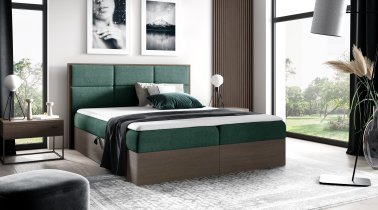 Meble Gruška - Boxspring postelja Wood 2 - 180x200 cm - temni hrast