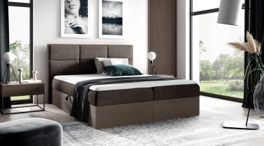 Meble Gruška - Boxspring postelja Wood 2 - 180x200 cm - temni hrast