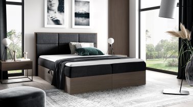 Meble Gruška - Boxspring postelja Wood 2 - 180x200 cm - temni hrast