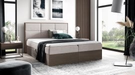 Boxspring postelja Wood 2 - 160x200 cm - temni hrast