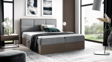 Meble Gruška - Boxspring postelja Wood 2 - 180x200 cm - temni hrast