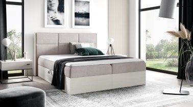 Meble Gruška - Boxspring postelja Wood 2 - 140x200 cm - nordijski tik