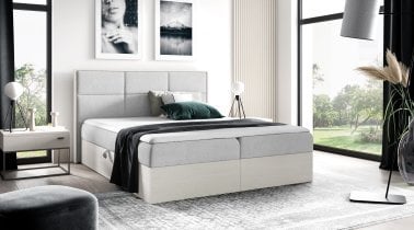 Meble Gruška - Boxspring postelja Wood 2 - 140x200 cm - nordijski tik