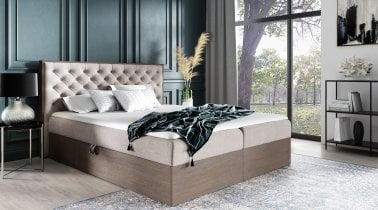 Meble Gruška - Boxspring postelja Wood 3 - 160x200 cm - temni hrast