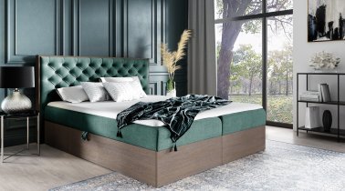 Meble Gruška - Boxspring postelja Wood 3 - 160x200 cm - temni hrast
