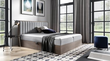 Meble Gruška - Boxspring postelja Wood 4 - 200x200 cm - temni hrast