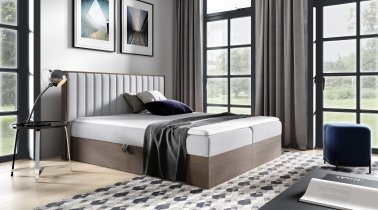 Meble Gruška - Boxspring postelja Wood 4 - 200x200 cm - temni hrast