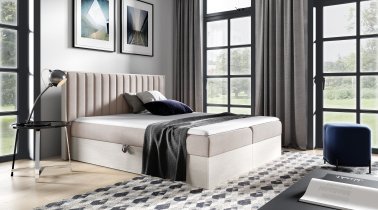 Meble Gruška - Boxspring postelja Wood 4 - 160x200 cm - nordijski tik