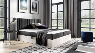 Meble Gruška - Boxspring postelja Wood 4 - 160x200 cm - nordijski tik