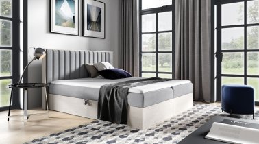 Meble Gruška - Boxspring postelja Wood 4 - 160x200 cm - nordijski tik