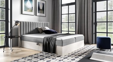 Meble Gruška - Boxspring postelja Wood 4 - 160x200 cm - nordijski tik
