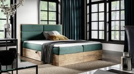 Boxspring postelja Wood 5 - hrast lancelot