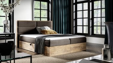 Meble Gruška - Boxspring postelja Wood 5 - 200x200 cm - hrast lancelot