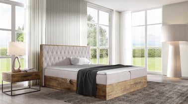 Meble Gruška - Boxspring postelja Wood 6 - 200x200 cm - hrast lancelot