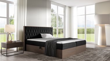 Meble Gruška - Boxspring postelja Wood 6 - 120x200 cm - temni hrast