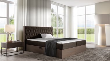 Meble Gruška - Boxspring postelja Wood 6 - 120x200 cm - temni hrast