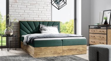 Meble Gruška - Boxspring postelja Wood 7 - 180x200 cm - hrast lancelot