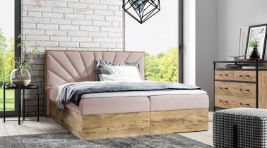 Meble Gruška - Boxspring postelja Wood 7 - 180x200 cm - hrast lancelot