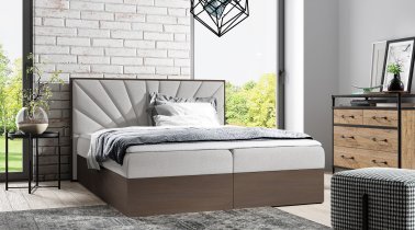 Meble Gruška - Boxspring postelja Wood 7 - 120x200 cm - temni hrast