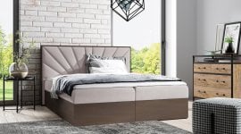 Boxspring postelja Wood 7 - 160x200 cm - temni hrast