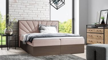 Meble Gruška - Boxspring postelja Wood 7 - 120x200 cm - temni hrast