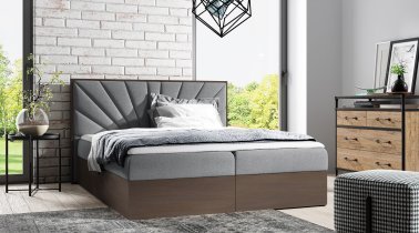 Meble Gruška - Boxspring postelja Wood 7 - 120x200 cm - temni hrast