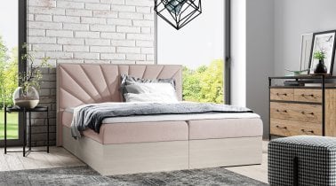 Meble Gruška - Boxspring postelja Wood 7 - 200x200 cm - nordijski tik
