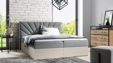 Meble Gruška - Boxspring postelja Wood 7 - 200x200 cm - nordijski tik