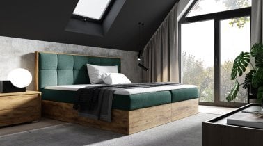 Meble Gruška - Boxspring postelja Wood 8 - 160x200 cm - hrast lancelot