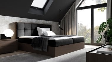 Meble Gruška - Boxspring postelja Wood 8 - 180x200 cm - temni hrast